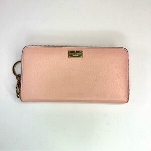 Kate Spade Pink Leather Zip Around Continental Wallet
